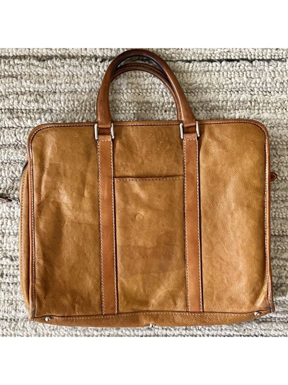 Vintage Artisan Leather Briefcase Unisex Full Grain Patina Bag Filson Academia - Picture 3 of 16